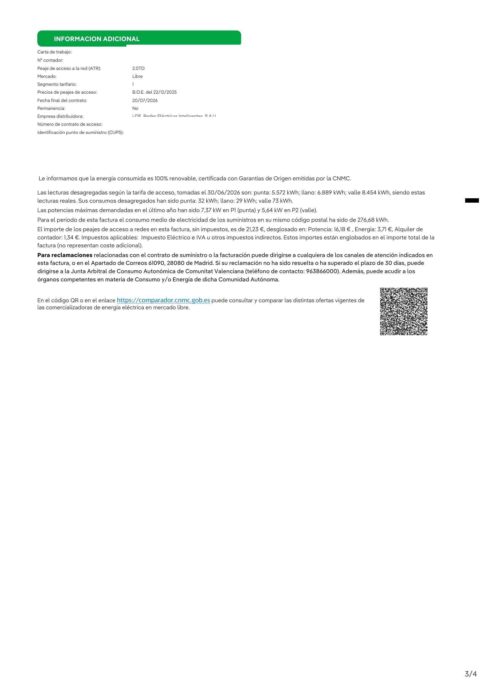 Full original Iberdrola invoice (8 July 2026), page 3/4