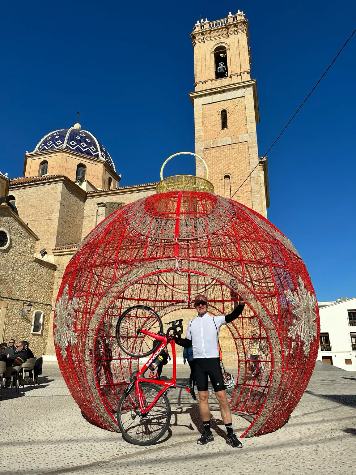 Blue-tiled dome and bell tower of the Mare de Déu del Consol church, Altea